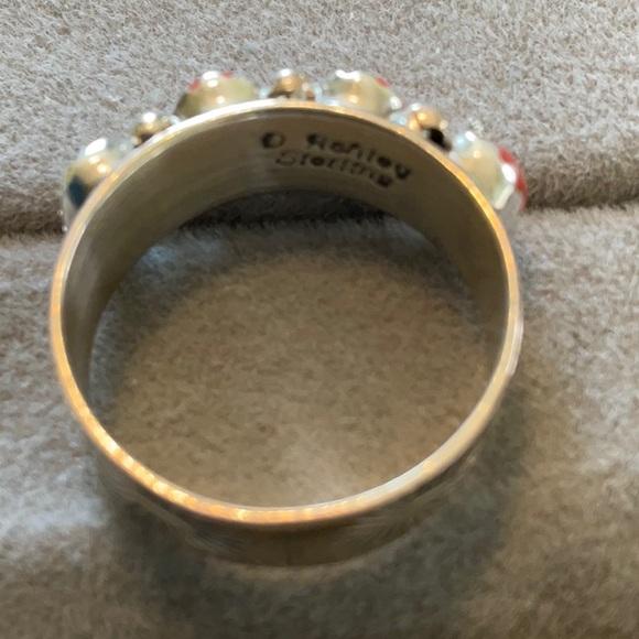 Southwest Red Coral 925 Sterling Silver Ring - Picture 3 of 4